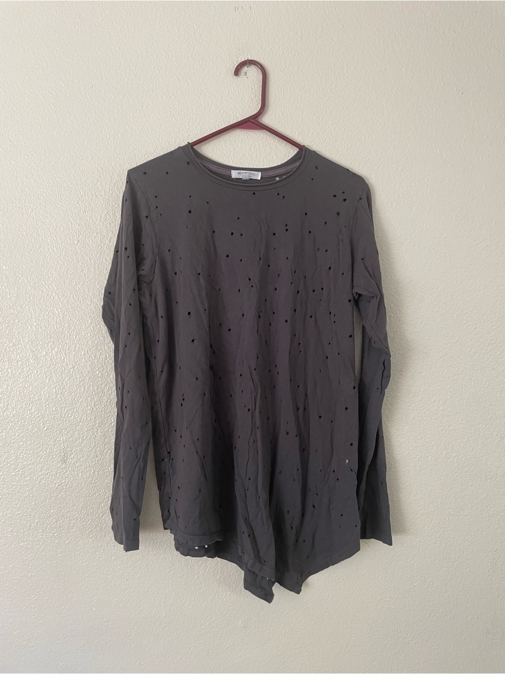 Women’s Long-Sleeve Shirt with Holes dark gray/charcoal